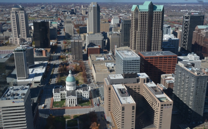 looking west at downtown st louis from the top